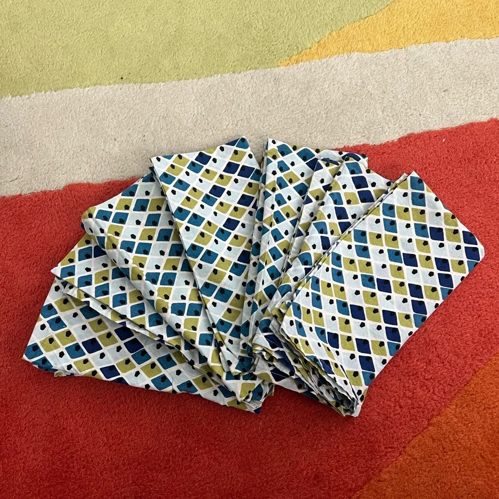 8 Geometric Patterned Napkins Crate & Barrel Mid Mod